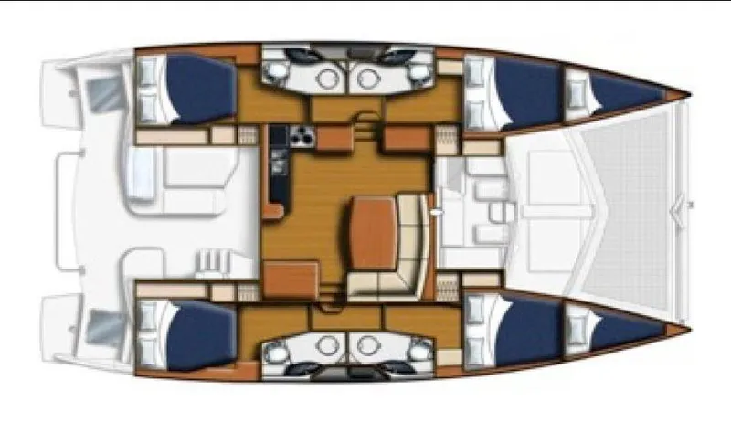 Ohana Yacht Photos Pics 2016 Leopard 44 catamaran layout with four cabins.