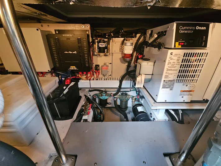  Yacht Photos Pics Engine room of a 2012 Sea Ray 450 Sedan Bridge with Cummins Onan generator.