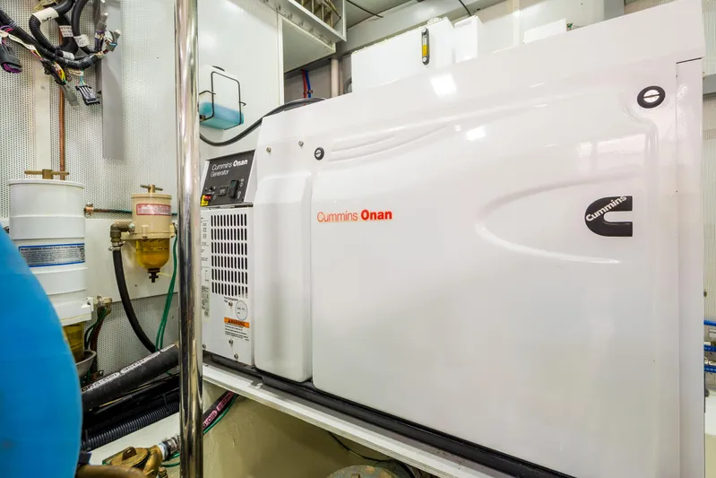  Yacht Photos Pics Cummins Onan generator in Alaska 59 Sedan, 2026 model, engine room view.