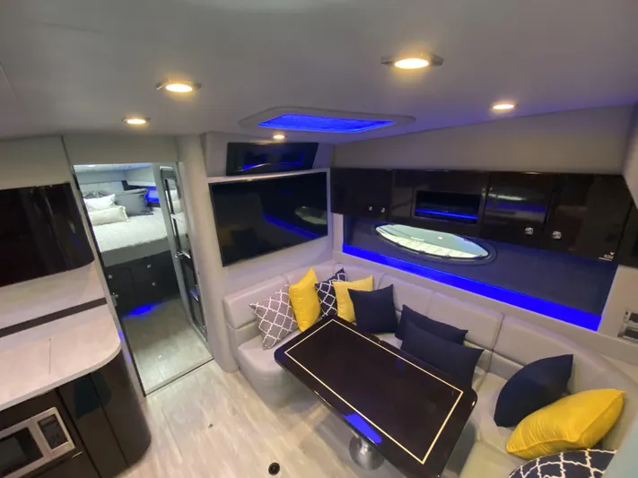  Yacht Photos Pics Interior of a 2018 Formula 45 Yacht with modern lighting.