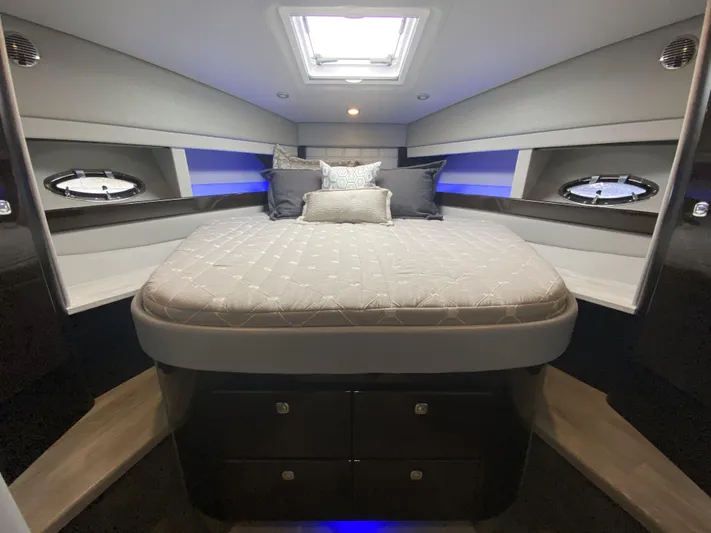  Yacht Photos Pics Luxurious cabin of 2018 Formula 45 Yacht with modern design.