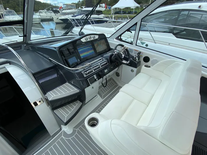  Yacht Photos Pics Interior of a 2018 Formula 45 Yacht with modern cockpit.