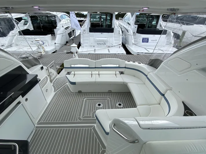  Yacht Photos Pics Interior of a 2018 Formula 45 Yacht with luxurious seating area.