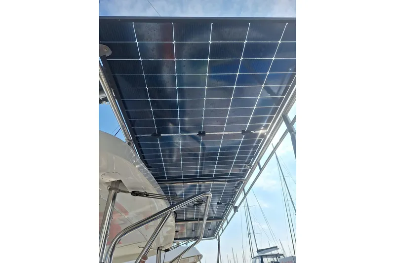 Yoff Yacht Photos Pics 2023 Lagoon 46 yacht with solar panels installed on the deck.
