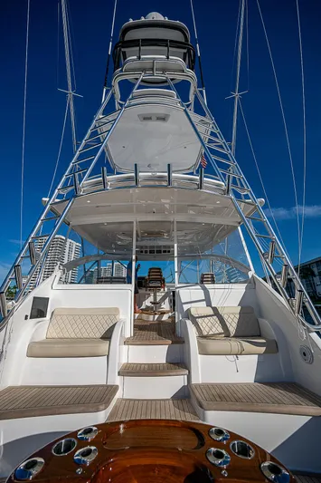  Yacht Photos Pics 2023 Viking 54 Open yacht with luxurious seating and sleek design.