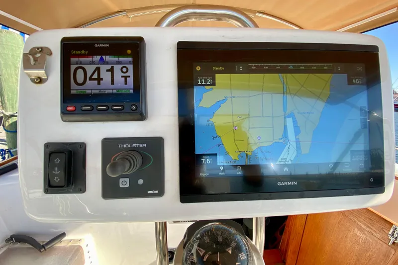 Wonder Yacht Photos Pics Boat navigation system with Garmin displays on a 1980 Wellington 44 yacht.