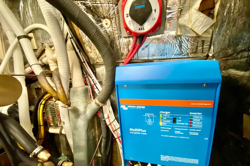 Wonder Yacht Photos Pics Electrical system with Victron Energy MultiPlus inverter in Wellington 44, 1980 model.