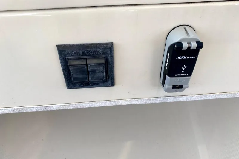 Hellion Yacht Photos Pics Control panel and waterproof USB charger on a 2005 Mainship 34 Trawler.