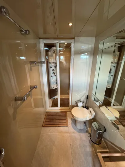  Yacht Photos Pics Luxurious bathroom in 1998 Azimut Ultimate yacht with shower and toilet.