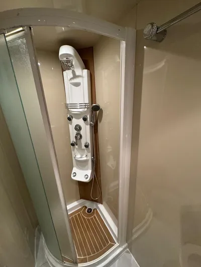  Yacht Photos Pics Compact shower cabin with modern fixtures in 1998 Azimut Ultimate yacht.