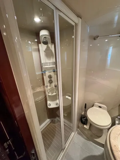  Yacht Photos Pics Bathroom in 1998 Azimut Ultimate yacht with shower and toilet.