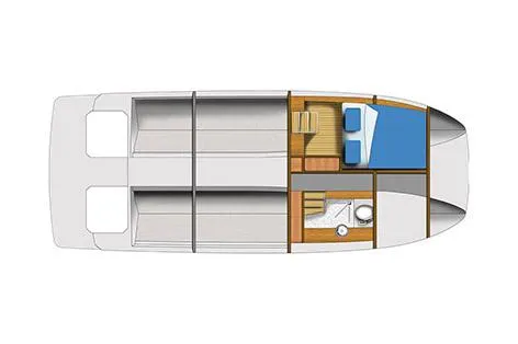  Yacht Photos Pics Manufacturer Provided Image: Top view layout of 2021 Aquila 32 Sport boat interior.