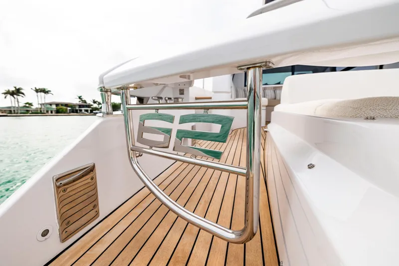 Sea Suite Yacht Photos Pics 2021 Pershing 62 yacht deck with sleek design and modern features.