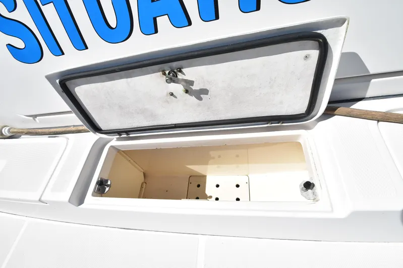 Current Situation Yacht Photos Pics Open storage compartment on 2001 Tiara Yachts 52 Sport Yacht deck.