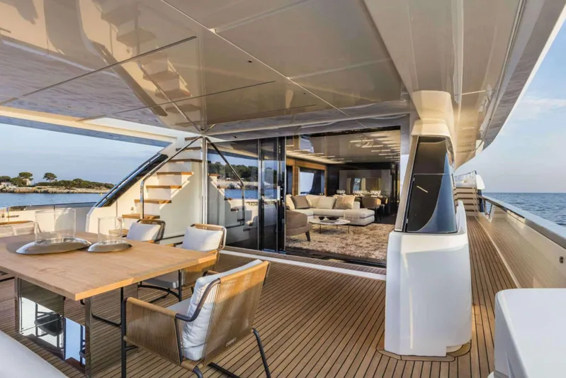  Yacht Photos Pics Luxurious 2019 Ferretti Yachts 920 with elegant deck and modern interior design.