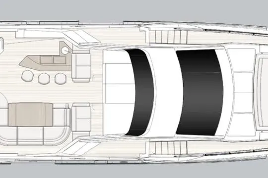 Aluminia Too Yacht Photos Pics Top view layout of 2024 Azimut Grande 27M luxury yacht design.