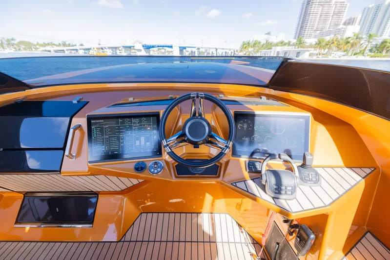  Yacht Photos Pics Dashboard of 2022 SAY Carbon Yachts 42 Open with modern navigation systems.