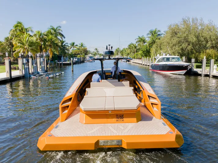  Yacht Photos Pics 2022 SAY Carbon Yachts 42 Open cruising in a tropical canal.