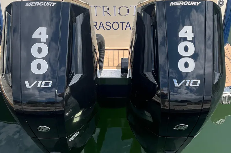  Yacht Photos Pics 2024 Scout 330 LXF with twin Mercury 400 V10 outboard engines.