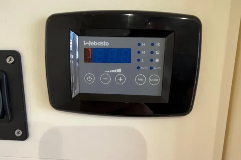  Yacht Photos Pics Webasto control panel on 2024 Scout 330 LXF boat interior.