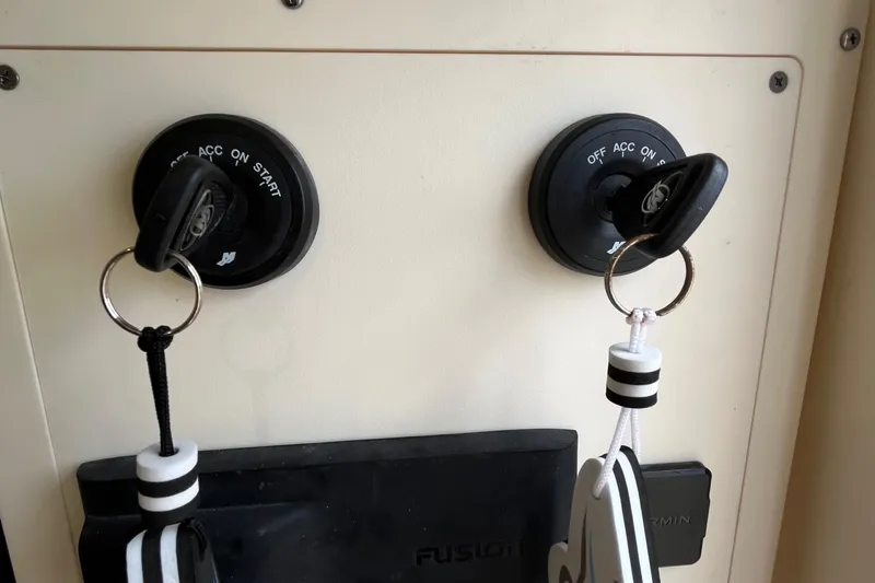  Yacht Photos Pics 2024 Scout 330 LXF ignition keys in dual ignition switches.