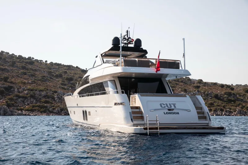  Yacht Photos Pics Luxury 2017 Sanlorenzo SL86 yacht on scenic coastal waters.