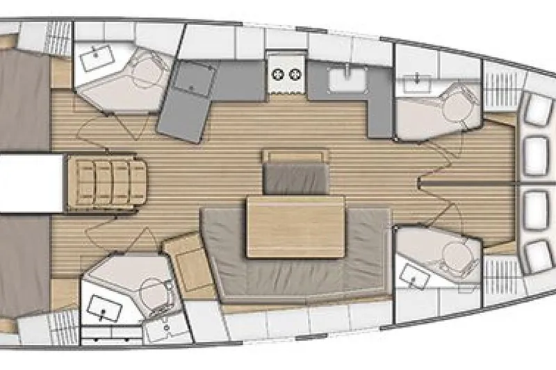  Yacht Photos Pics Floor plan of 2021 Beneteau Oceanis 46.1 yacht, featuring spacious cabins and modern amenities.