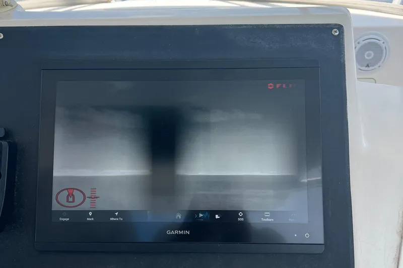  Yacht Photos Pics Garmin display on 2005 Cabo 40 Flybridge boat, showing FLIR thermal imaging interface.