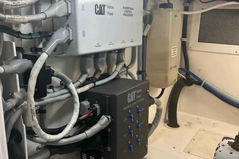  Yacht Photos Pics Engine room of 2005 Cabo 40 Flybridge with CAT Marine Power components.