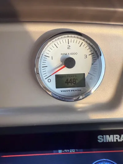  Yacht Photos Pics Volvo Penta tachometer showing 448 engine hours on Beneteau Monte Carlo 5, 2018 model.