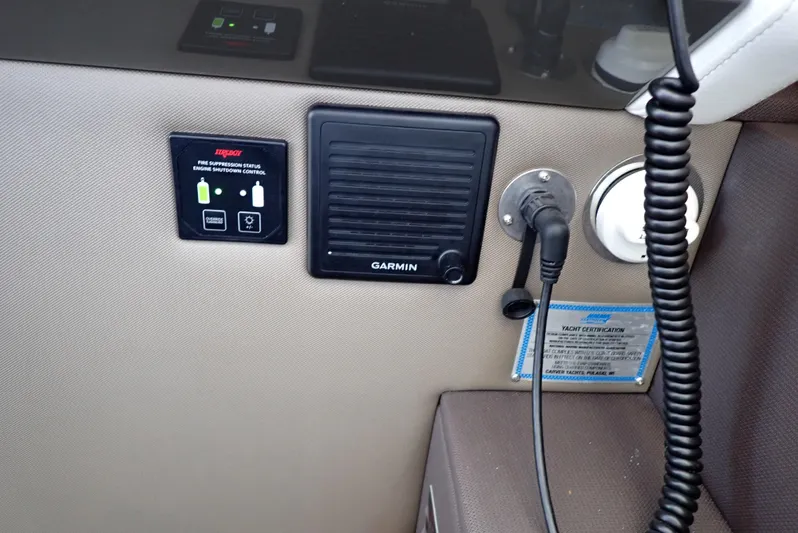  Yacht Photos Pics Dashboard of 2019 Carver C37 Coupe with Garmin device.