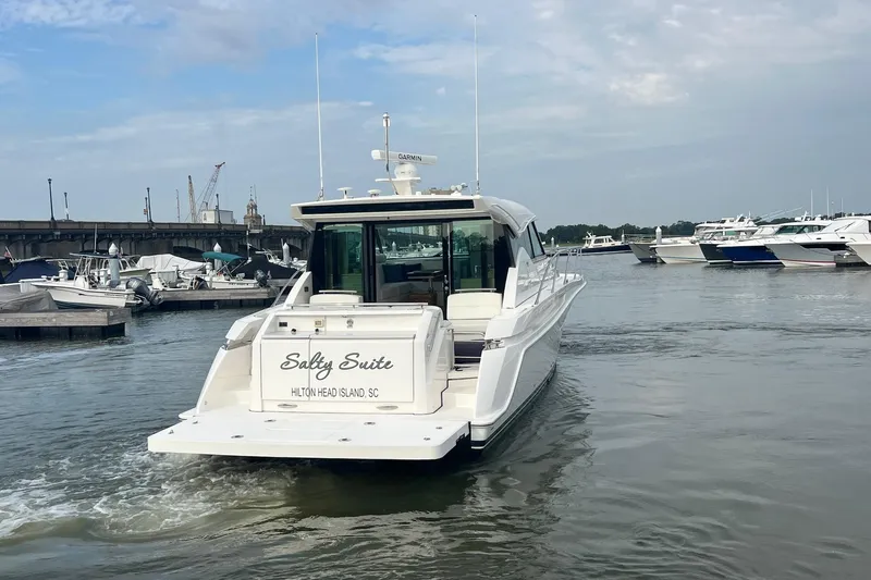 Salty Suite Yacht Photos Pics 2023 Tiara Yachts C44 Coupe "Salty Suite" at Hilton Head Island marina.