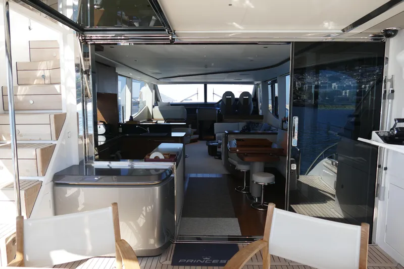  Yacht Photos Pics Interior view of luxury yacht Princess Y72, model year 2022.
