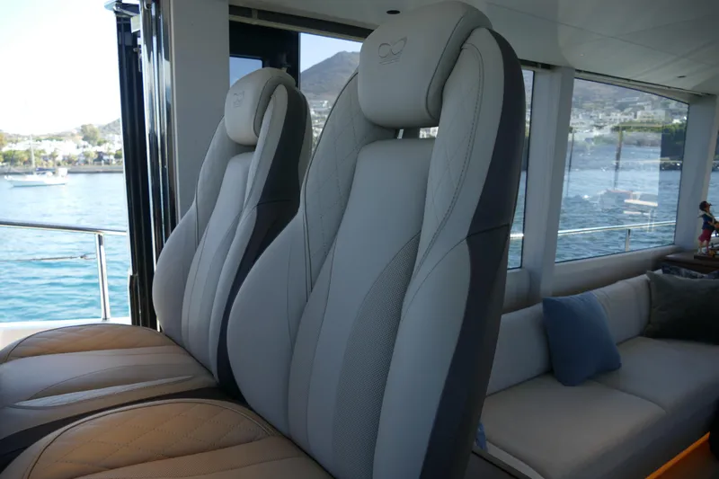  Yacht Photos Pics Interior of 2022 Princess Y72 yacht with luxurious seating.
