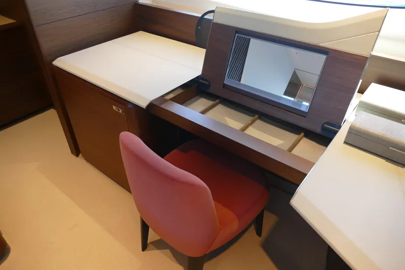  Yacht Photos Pics Luxurious vanity area on Princess Y72 yacht, 2022 model.