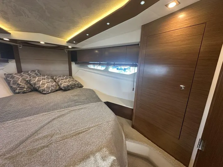 Jubilant Yacht Photos Pics Luxurious cabin interior of 2015 Cruisers Yachts 45 Cantius with modern design.