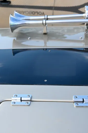  Yacht Photos Pics Close-up of 2013 Chris-Craft Launch 32 boat horn and hatch.