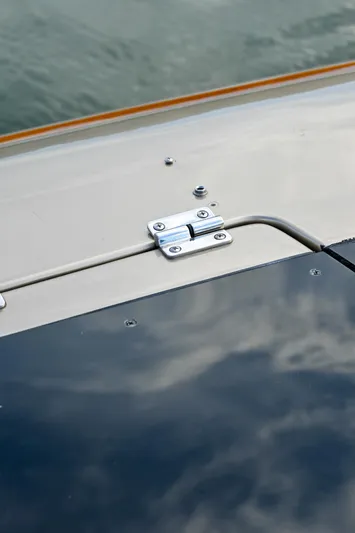  Yacht Photos Pics Close-up of 2013 Chris-Craft Launch 32 boat deck hardware.