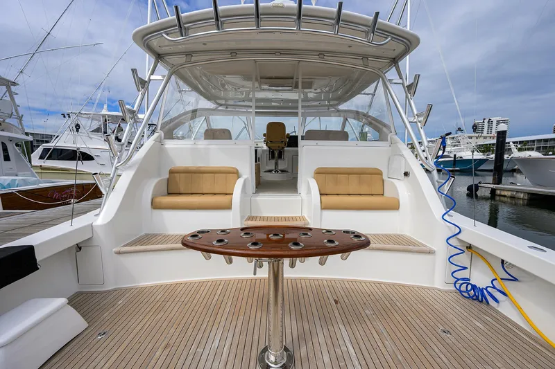  Yacht Photos Pics 2016 Viking 52 Open yacht with spacious deck and seating area.