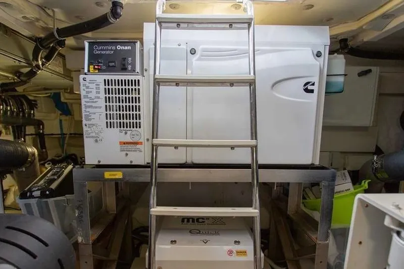 Boa Sorte Yacht Photos Pics Engine room of 2017 Azimut Magellano 53 with Cummins Onan generator.