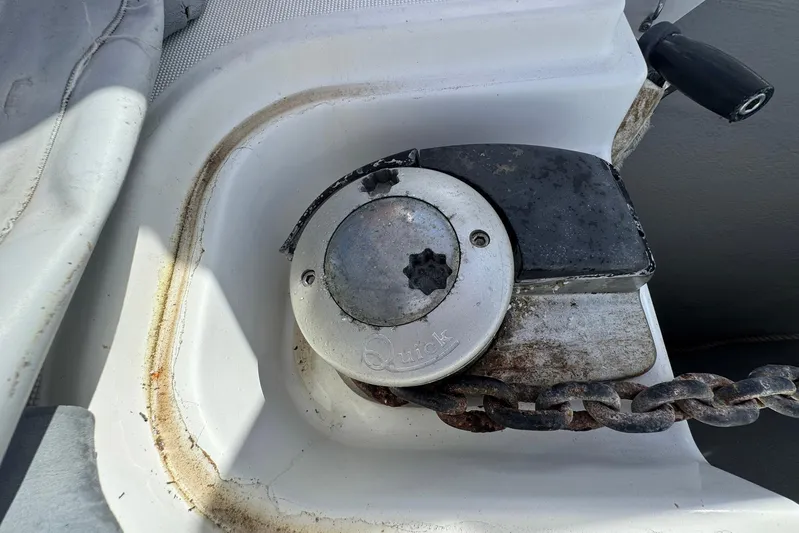 Sea Ranch II Yacht Photos Pics Anchor windlass on 2018 Jeanneau Sun Odyssey 389 sailboat deck.