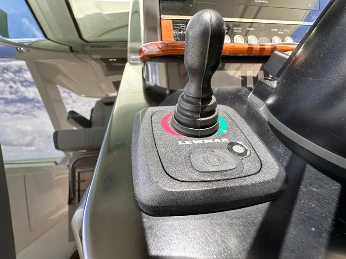  Yacht Photos Pics Close-up of 2021 Tiara Sport 34 LS boat joystick control.