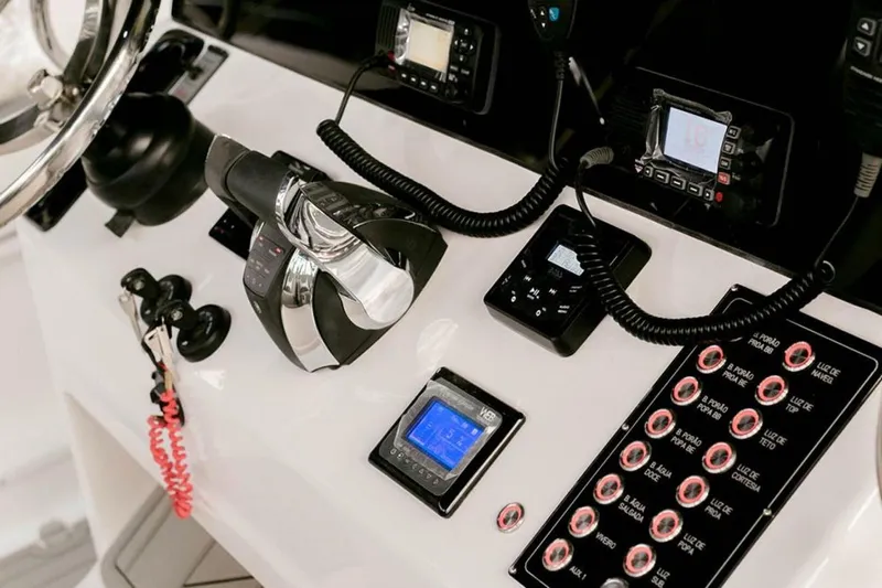  Yacht Photos Pics Control panel of 2025 Garnet Offshore 300 HT boat with advanced navigation equipment.