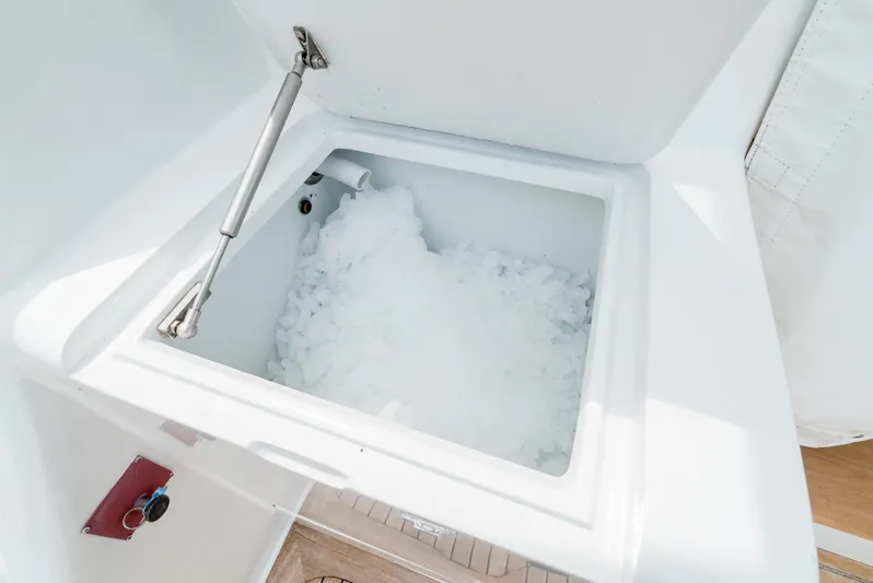 Reel Tycoon Yacht Photos Pics Ice compartment on 2004 Donzi R-58 Express boat.