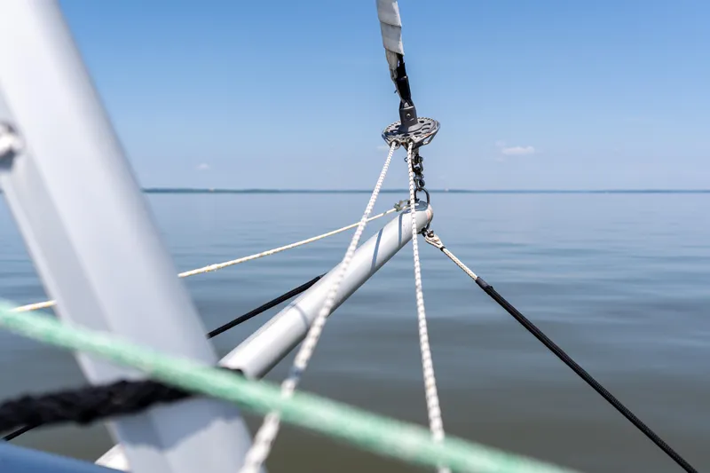 Atlas Yacht Photos Pics Sailboat rigging on calm water, St Francis SF50, 2006 model.