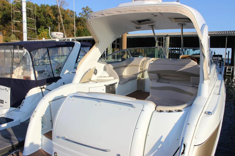  Yacht Photos Pics 2008 Formula 34 Performance Cruiser docked, showcasing spacious seating and sleek design.