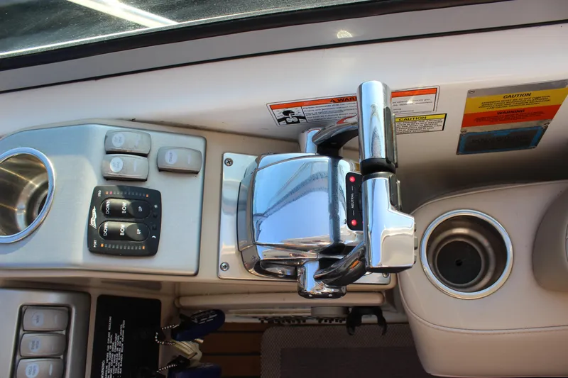  Yacht Photos Pics Control panel of a 2008 Formula 34 Performance Cruiser with throttle and switches.