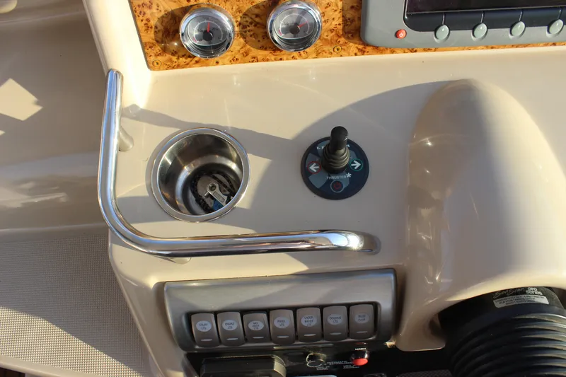  Yacht Photos Pics Control panel of a 2008 Formula 34 Performance Cruiser with joystick and gauges.