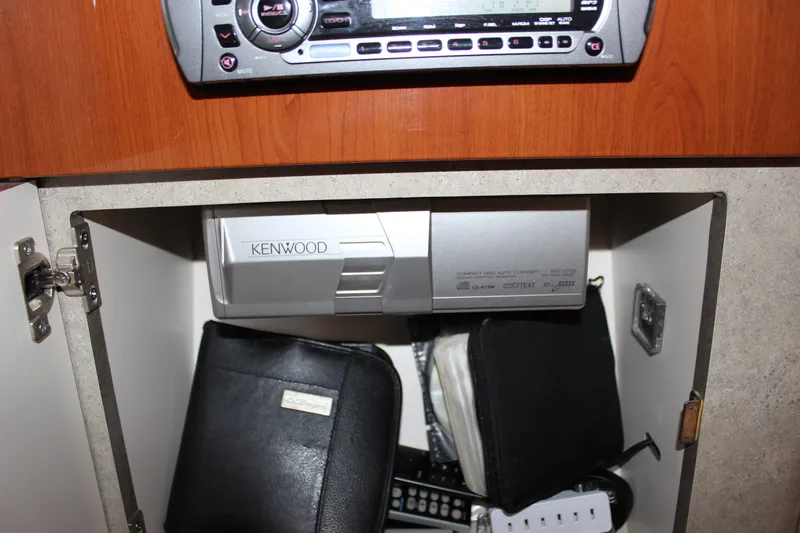  Yacht Photos Pics Cabinet with Kenwood audio system in 2008 Formula 34 Performance Cruiser.