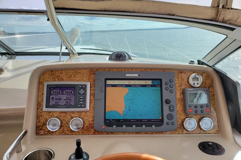  Yacht Photos Pics Control panel of a 2008 Formula 34 Performance Cruiser with navigation screens.